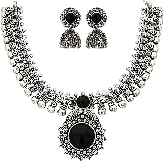 sasitrends Oxidised German Silver Necklace with Jumki for Women and Girls-picture-40