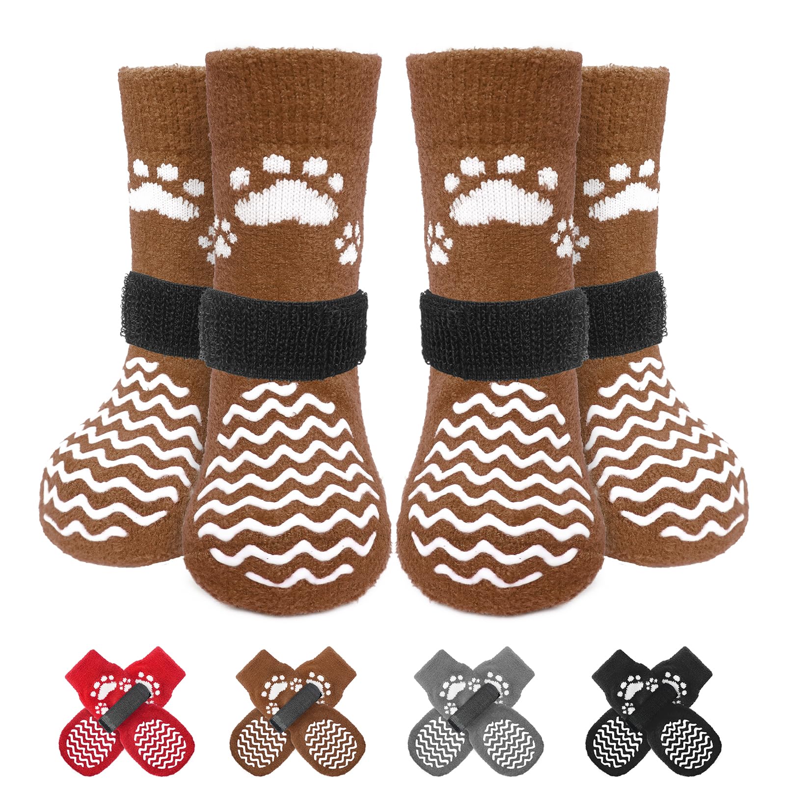 EXPAWLORER Fleece Anti-Slip Dog Socks Paws Stop Licking with Grips
