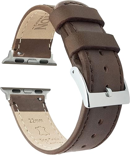 Miniatura 14 de Barton - Correa de cuero flor para reloj, de liberación rápida, anchos disponibles: 16mm, 18mm, 19mm, 20mm, 21mm 22mm, 23mm o 24mm Cuero y costuras