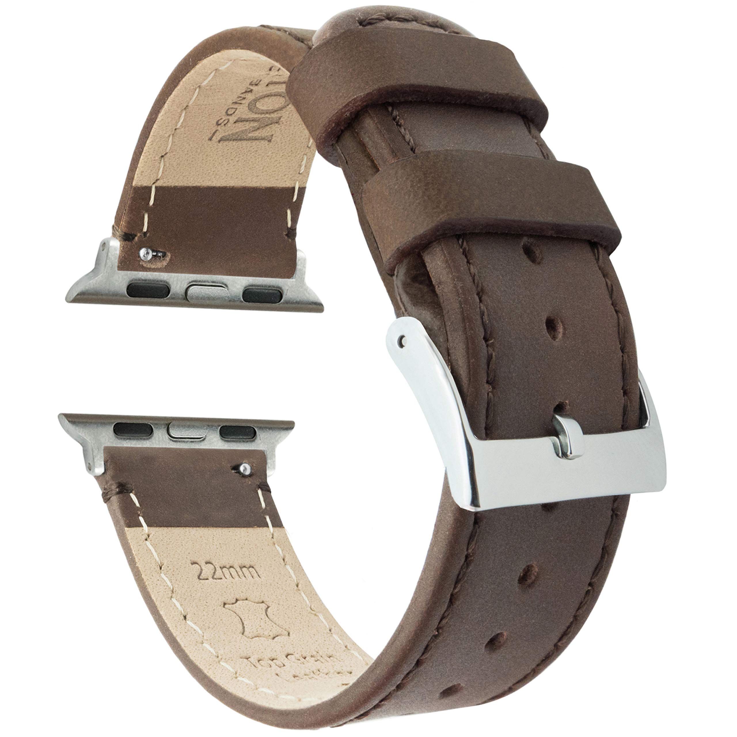 BARTON WATCH BANDS - Top Grain Leather Watch Bands Compatible with Apple Watch Models - 1, 2, 3, 4, 5, 6, 7, 8, 9, 10, SE, Ultra &amp; Ultra 2