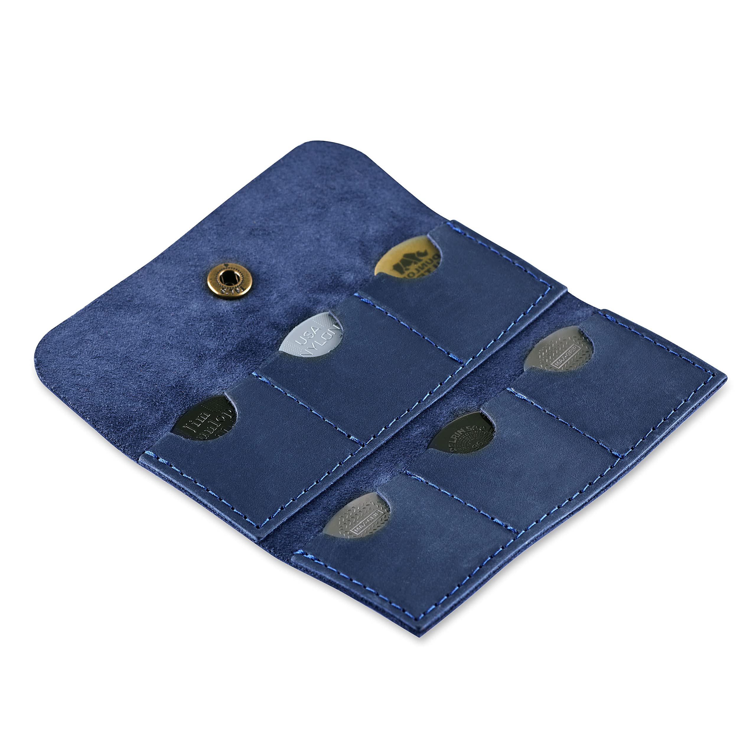 Soporte de piel para púas de guitarra, bolsa para púas de guitarra, bolsa para púas, regalo para guitarristas, Blue, Soporte para púas