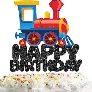 Train Happy Birthday Cake Topper Decorations with Multicolored Train for Birthday Theme Baby Shower Party Decor Supplies