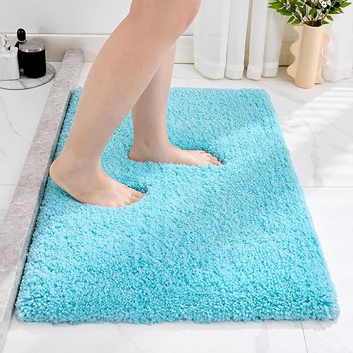 Miniatura 43 de Alfombra larga para suelo de baño de 24 x 70 pulgadas, color blanco antideslizante, esponjosa, lavable, absorbente, para ducha y lavabo