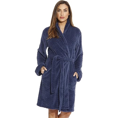 Just Love Velour Chevron Texture Bath Robes for Women