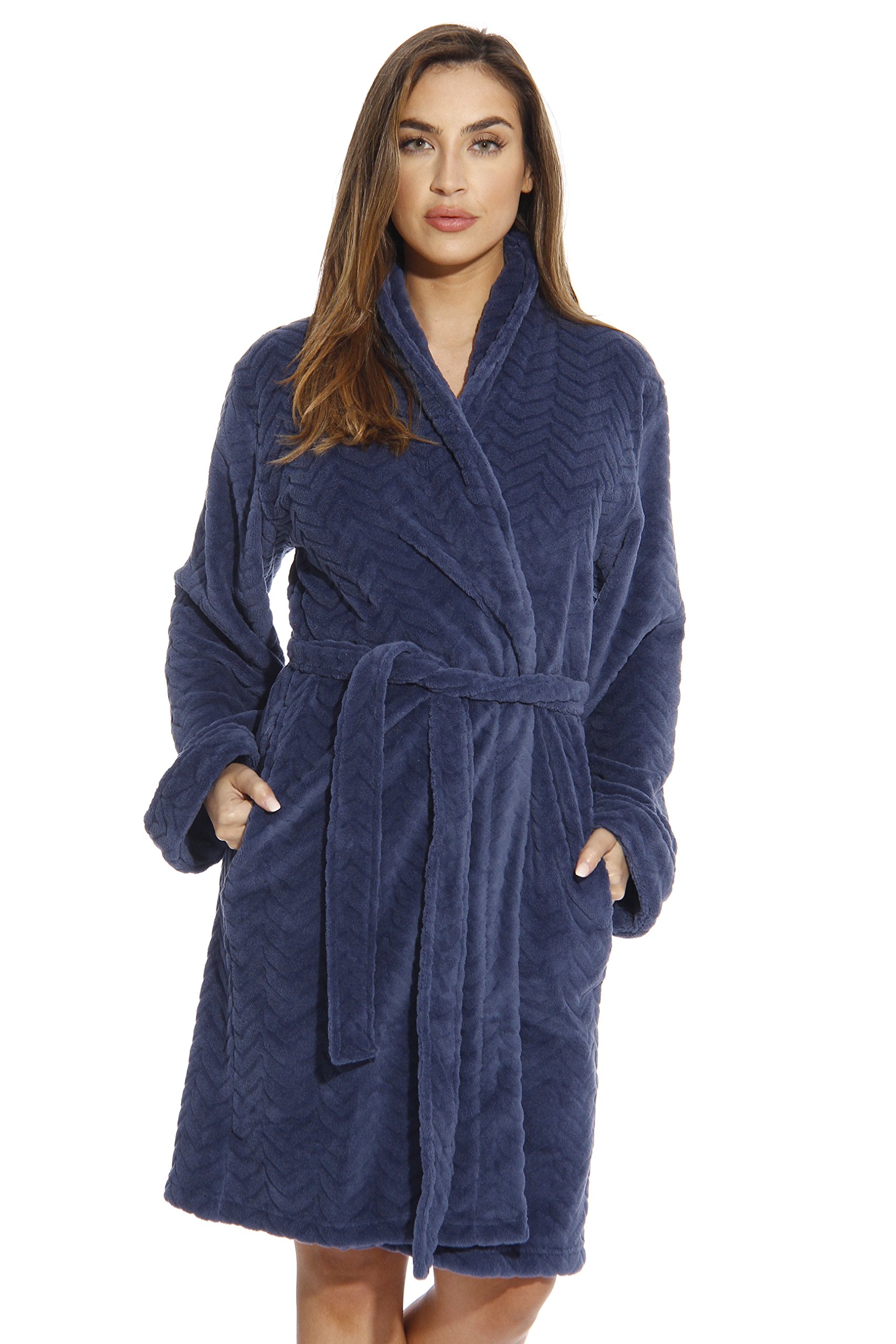 Velour Chevron Texture Bath Robes for Women
