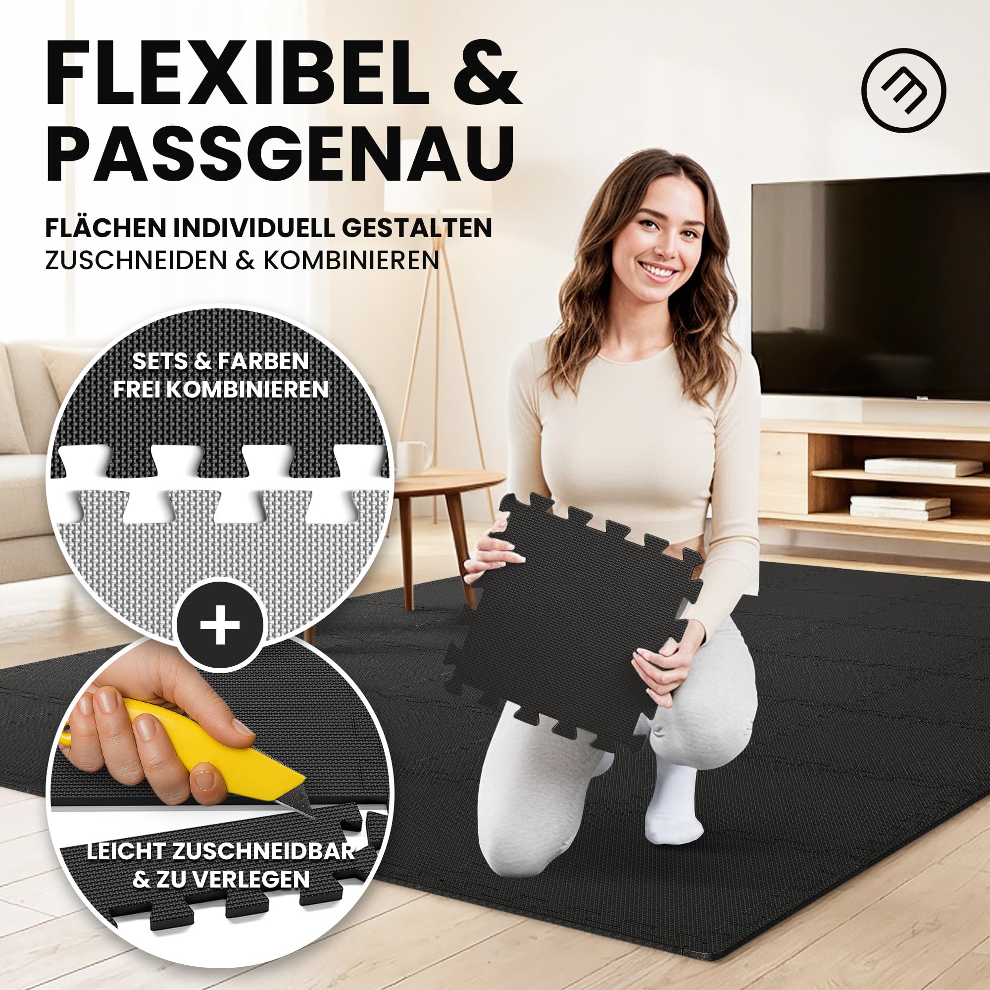 bemaxx Bodenschutzmatte Fitness - Sportmatte Fitnessmatte Gymnastikmatte Puzzlematte Yogamatte Turnmatte Trainingsmatte Spielmatte Fallschutzmatte Laufbandmatte - Gym Workout Pool Garage