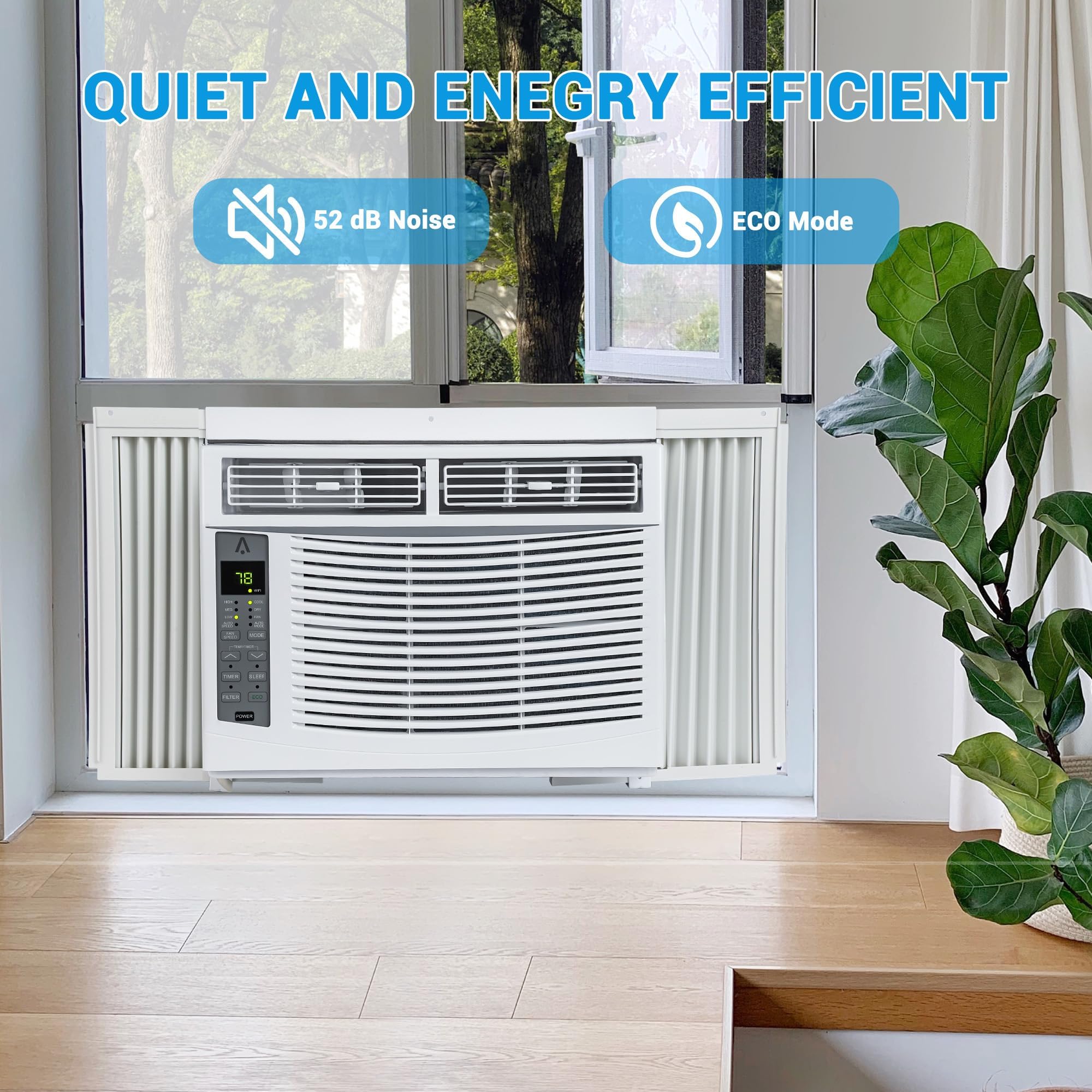 Condizionatore per finestra da 6000 BTU, raffredda fino a 250 metri quadrati con raffreddamento, deumidificatore, 3 velocità del ventilatore, unità di condizionamento per finestra