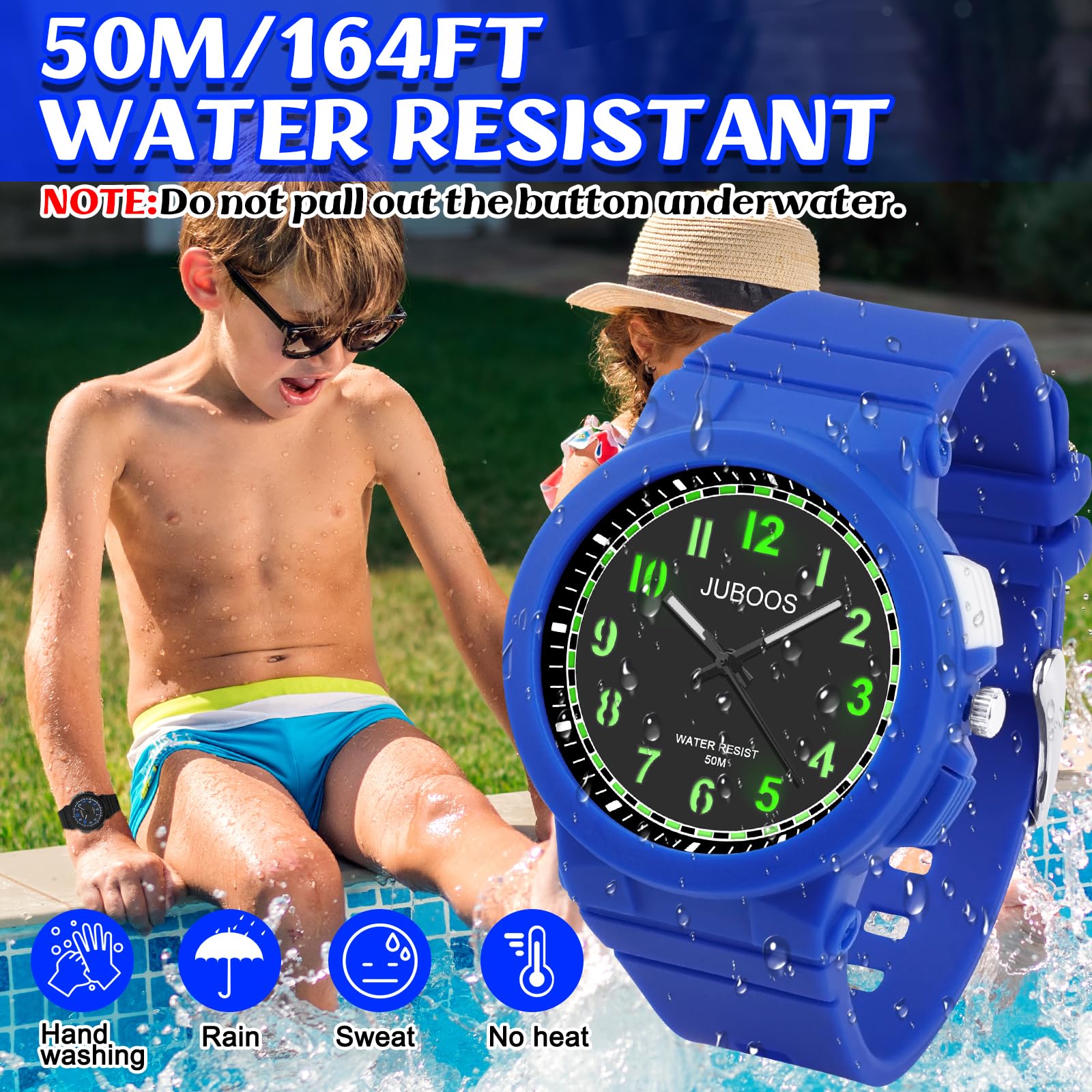 Juboos Nuovi Orologi per Bambini a 7 Colori,Orologio Analogico al Quarzo per Bambini per Ragazzi e Ragazze,Orologi Impermeabili per Insegnare il Tempo,Cinturino Morbido per Orologi 5-16