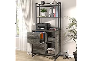 Versatile Vertical Bookcase with File Cabinet and Charging Station: A Comprehensive Solution for Home Offices