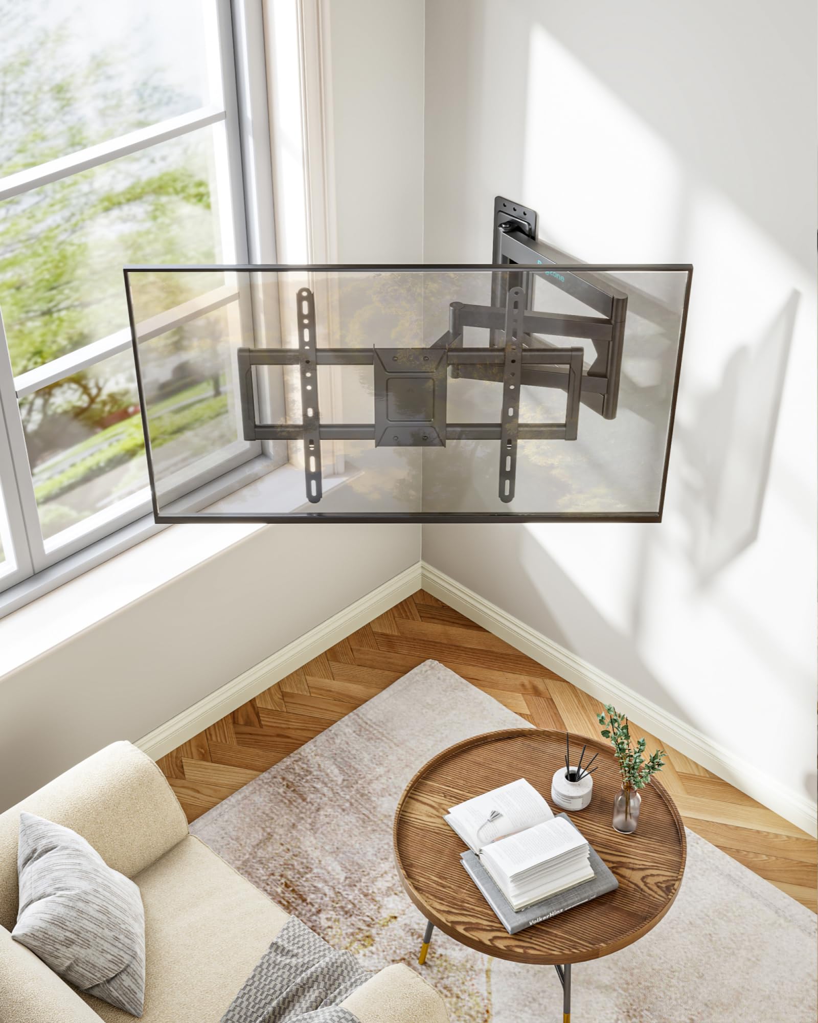 PEGZONE TV Wandhalterung Langarm 85-975mm 37-86" bis 50kg, VESA max.600x400 | Wandhalterung Fernseher für LCD, LED & OLED, schwenk- und neigbarer extra langer Arm, inkl. praktischer Kabelbinder