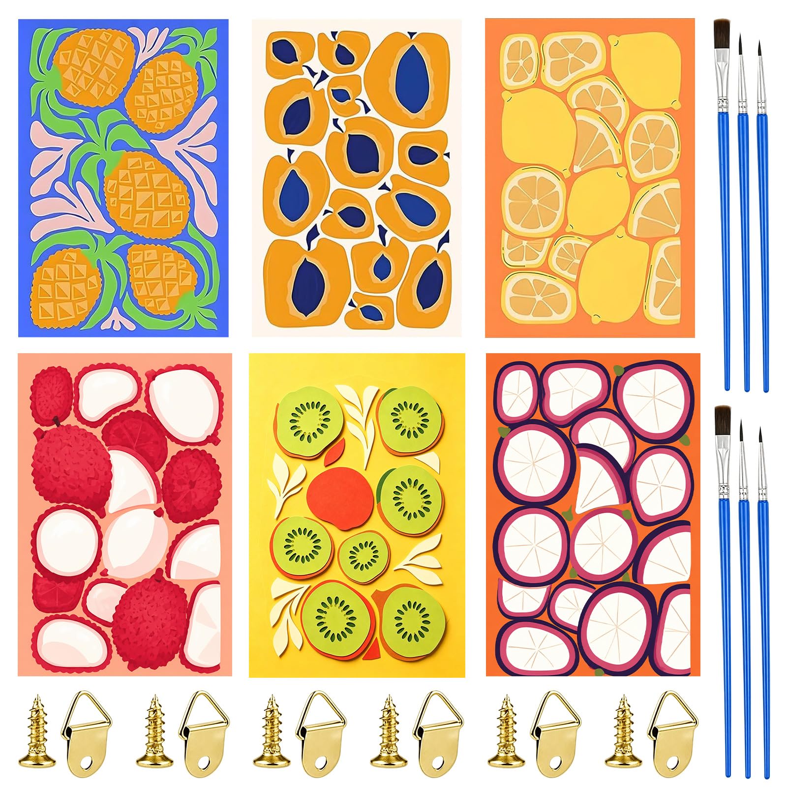XunHe 6 Pack Paint by Numbers for Adults - 8x12 Inch Fruits Paint by Numbers Kits Without Frame, for Beginner, Easy Fruits DIY Acrylic Oil Painting by Number for Adults for Home Wall Decor Gift