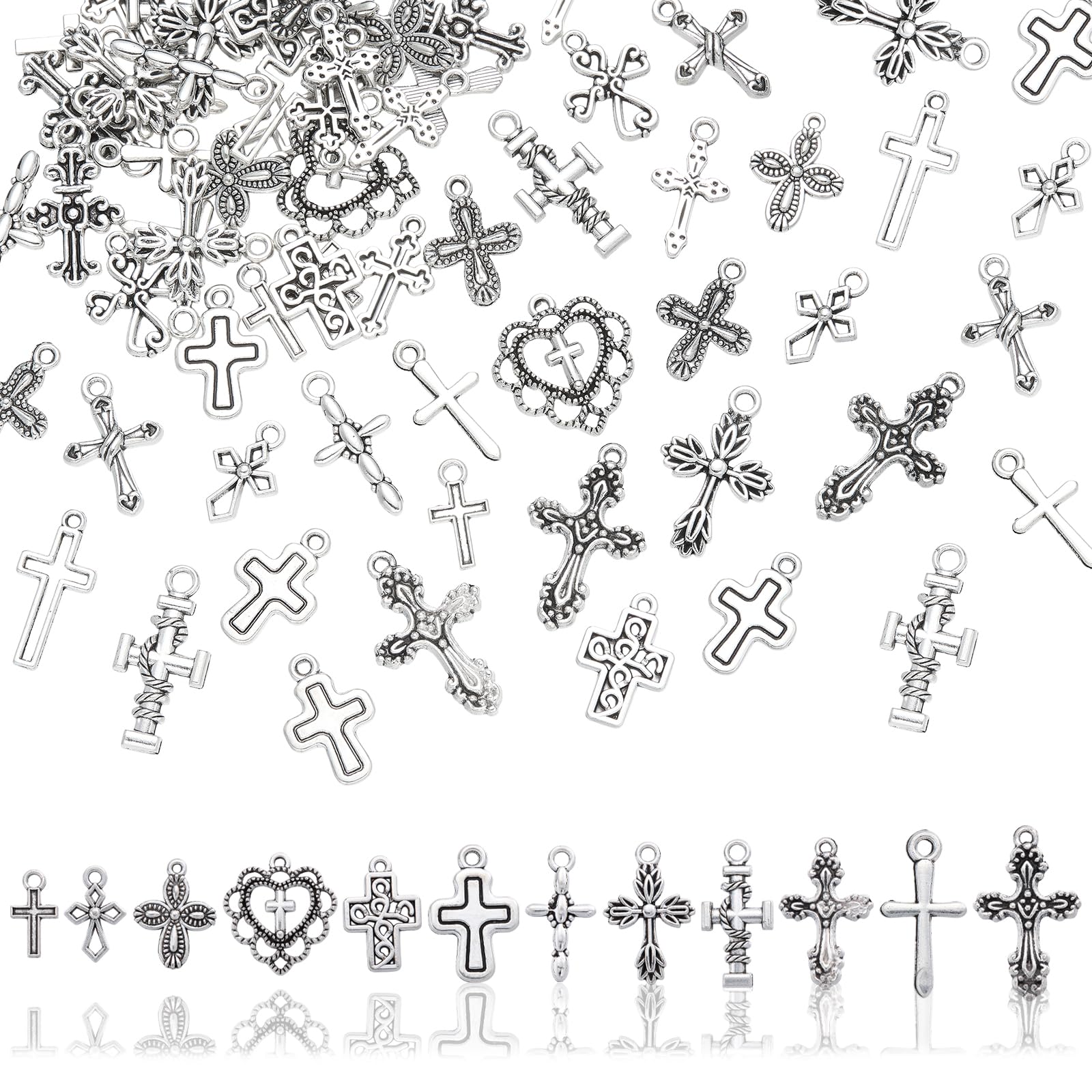 COGCHARGER Crucifix Jesus Cross Charms for Jewelry Making, 108Pcs