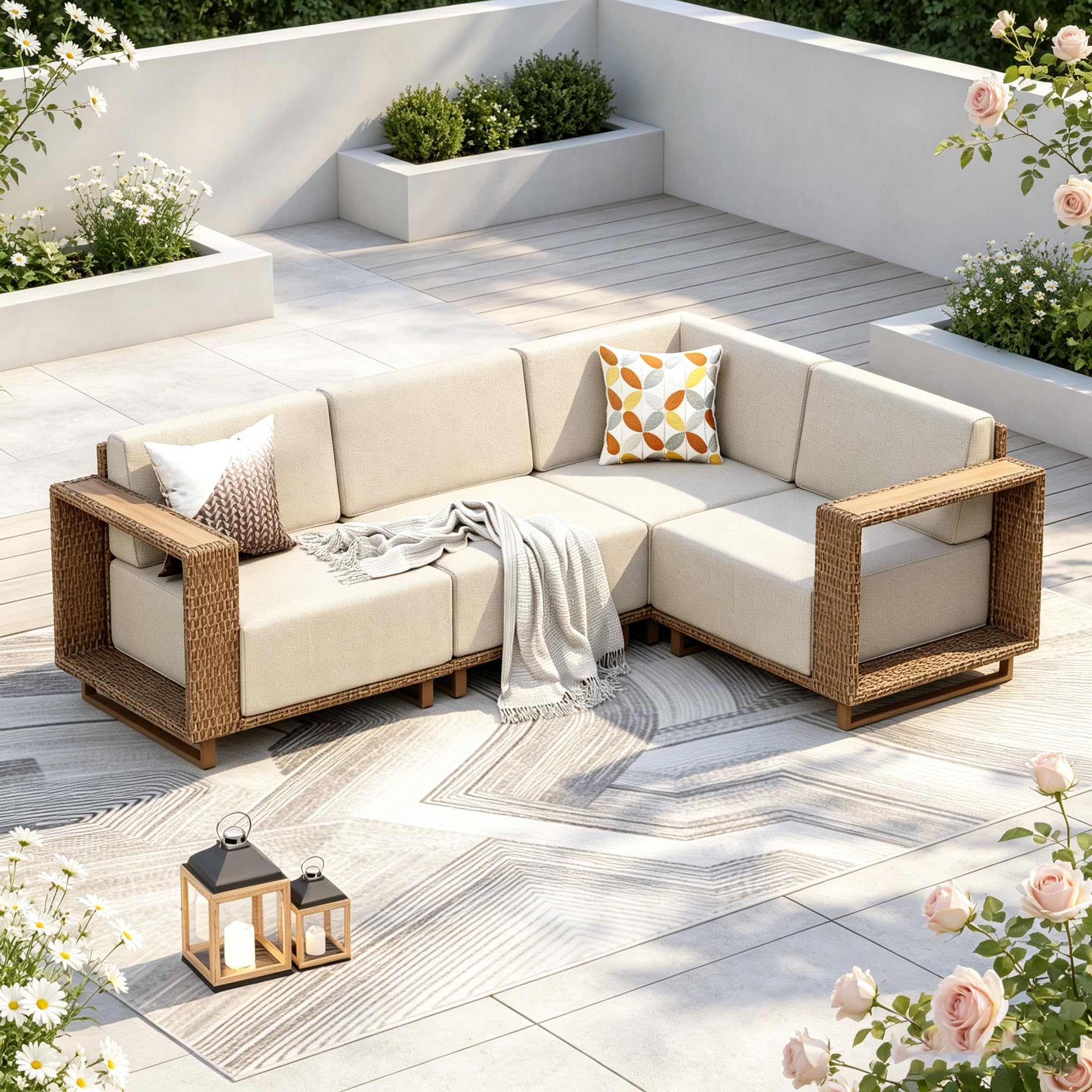 PHI VILLA Rattan Gartenmöbel Set Balkonmöbel