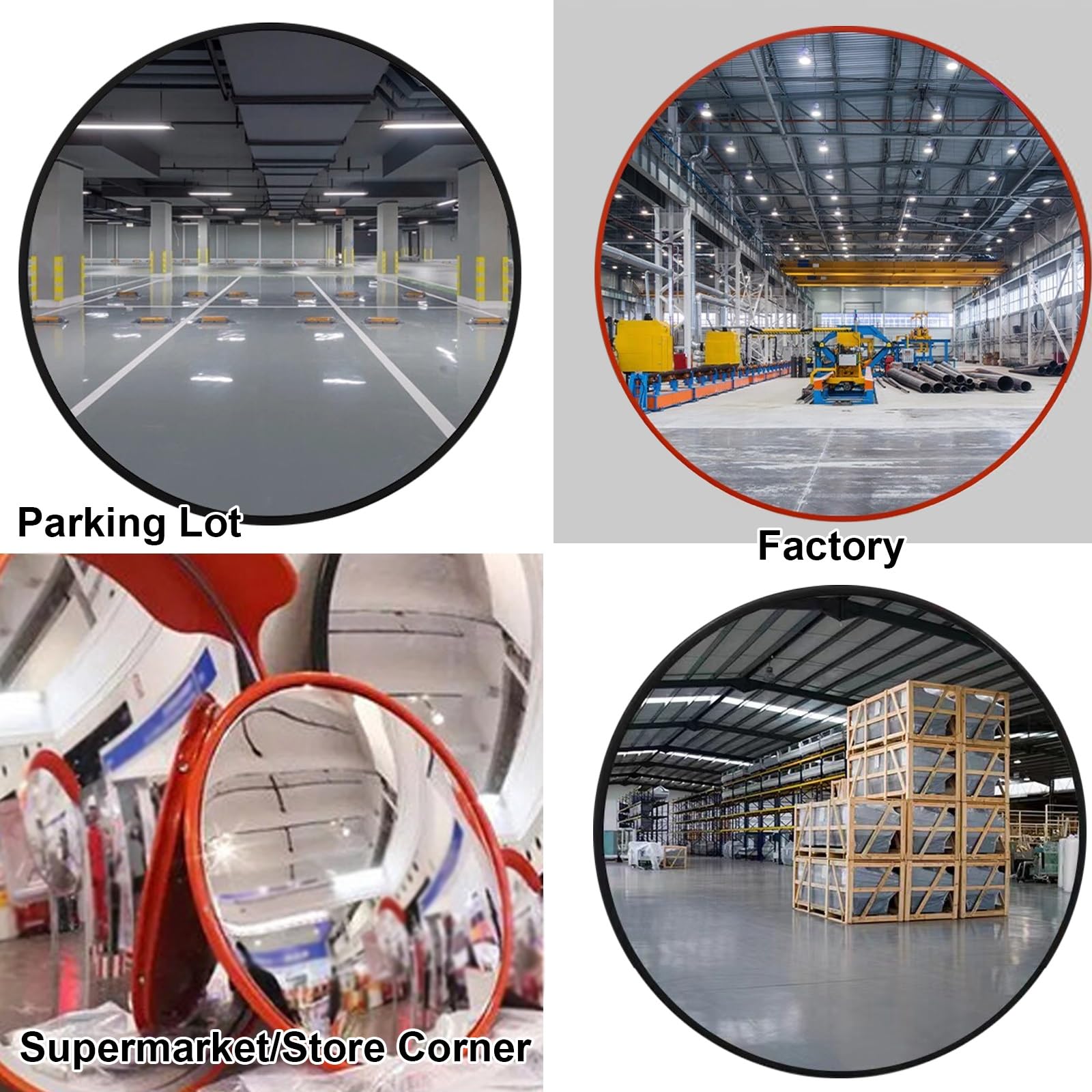Miroir de Circulation Rond, Grand Angle Convexe, Miroir de Sécurité pour Surveiller les Angles Morts Dans les Parkings, Entrepôts et Bureaux, Offrant Une Vue Dégagée(Red,45 * 45cm/18 * 18in)