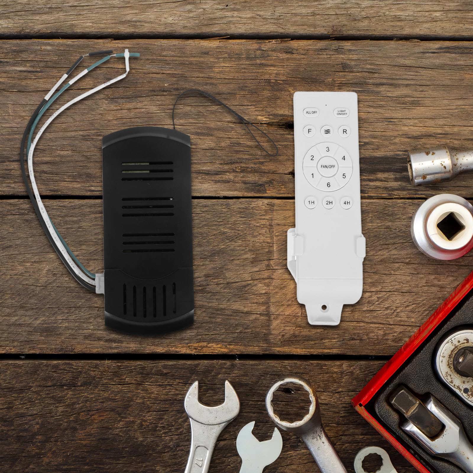 Kit Telecomando Wireless per Ventilatore da Soffitto Dc con Ricevitore e Controllo Lampada, Facile Installazione in Plastica, per Estivo in Casa