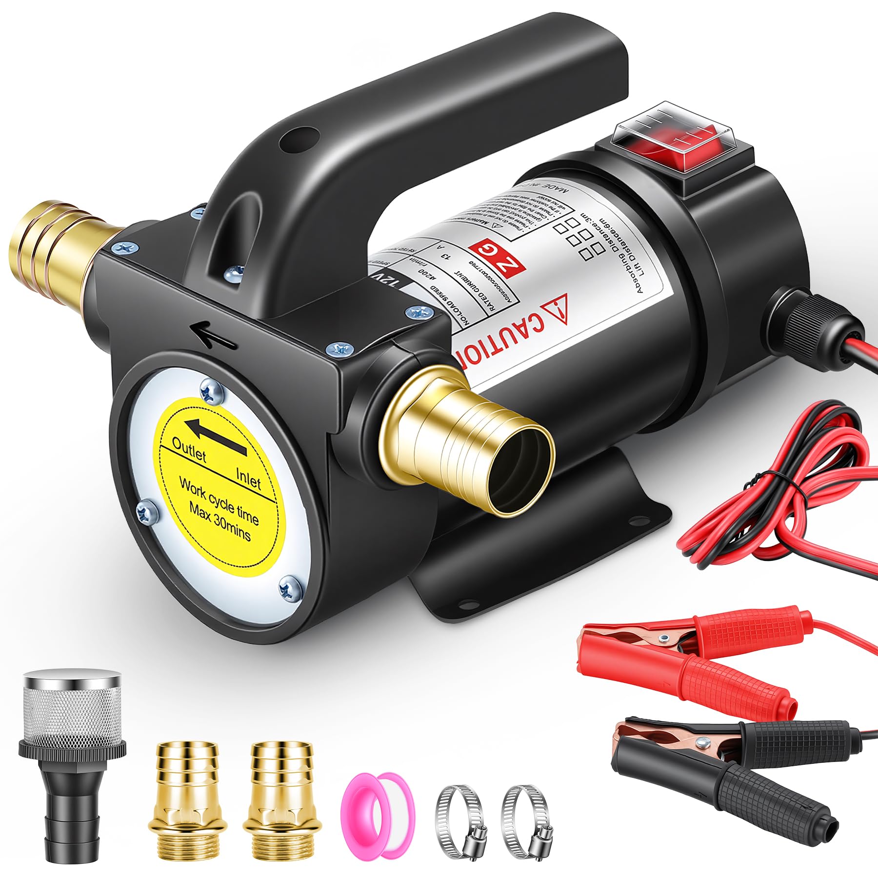12/24V 200W Pompe à Huile Diesel, Pompe Vidange Huile Moteur, Pompe a Carburant, Pompe De Changement D’huile Moteur Pour Voiture RV Moto Bateau