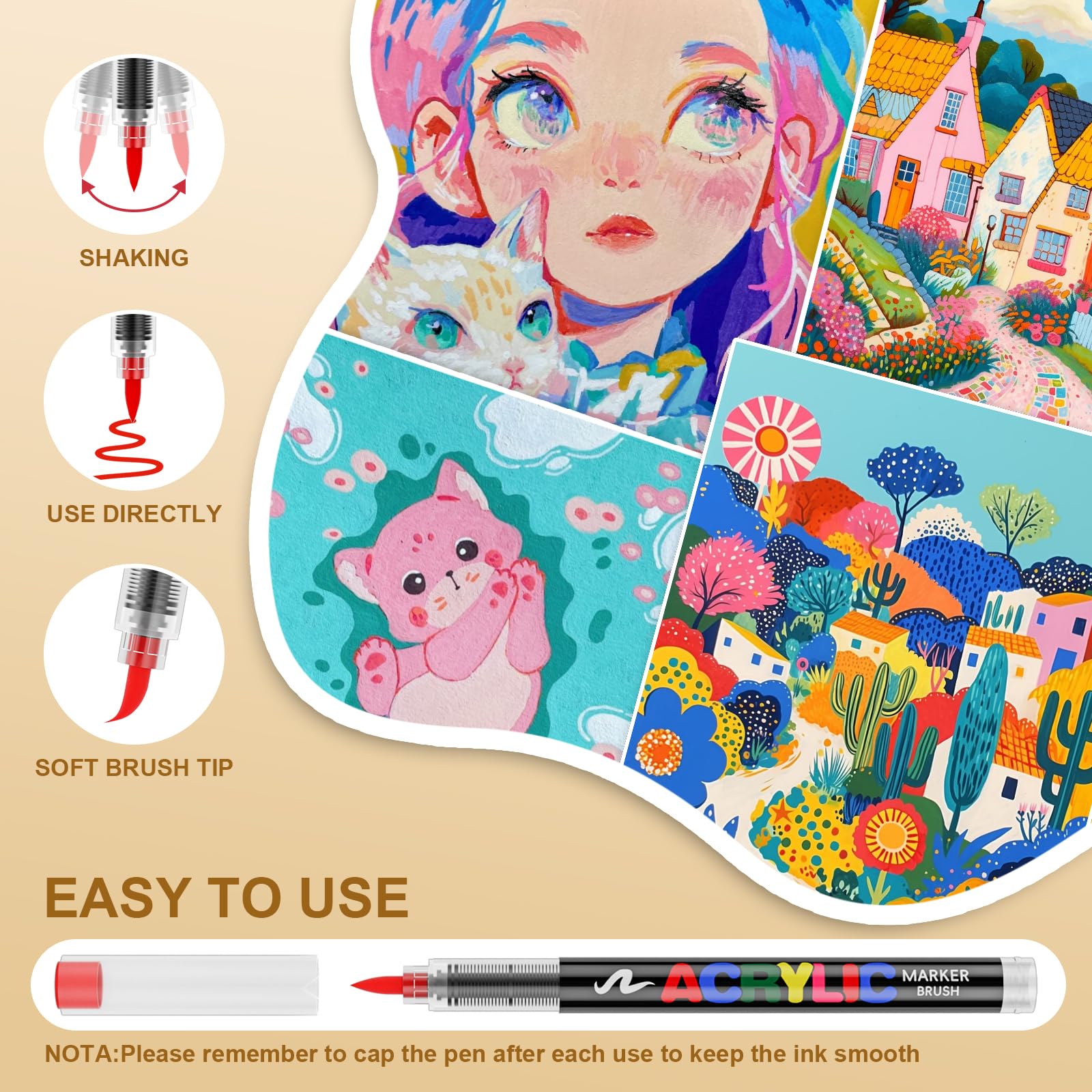 366 Farben Acrylstifte für Steine Wasserfest, Acrylstifte Marker Set, 1-5 mm Pinselspitze Acrylic Pens Set für Steine Bemalen, Stoff, Glas, Keramik, Leinwand, Papier, Holz, Metall, Deko