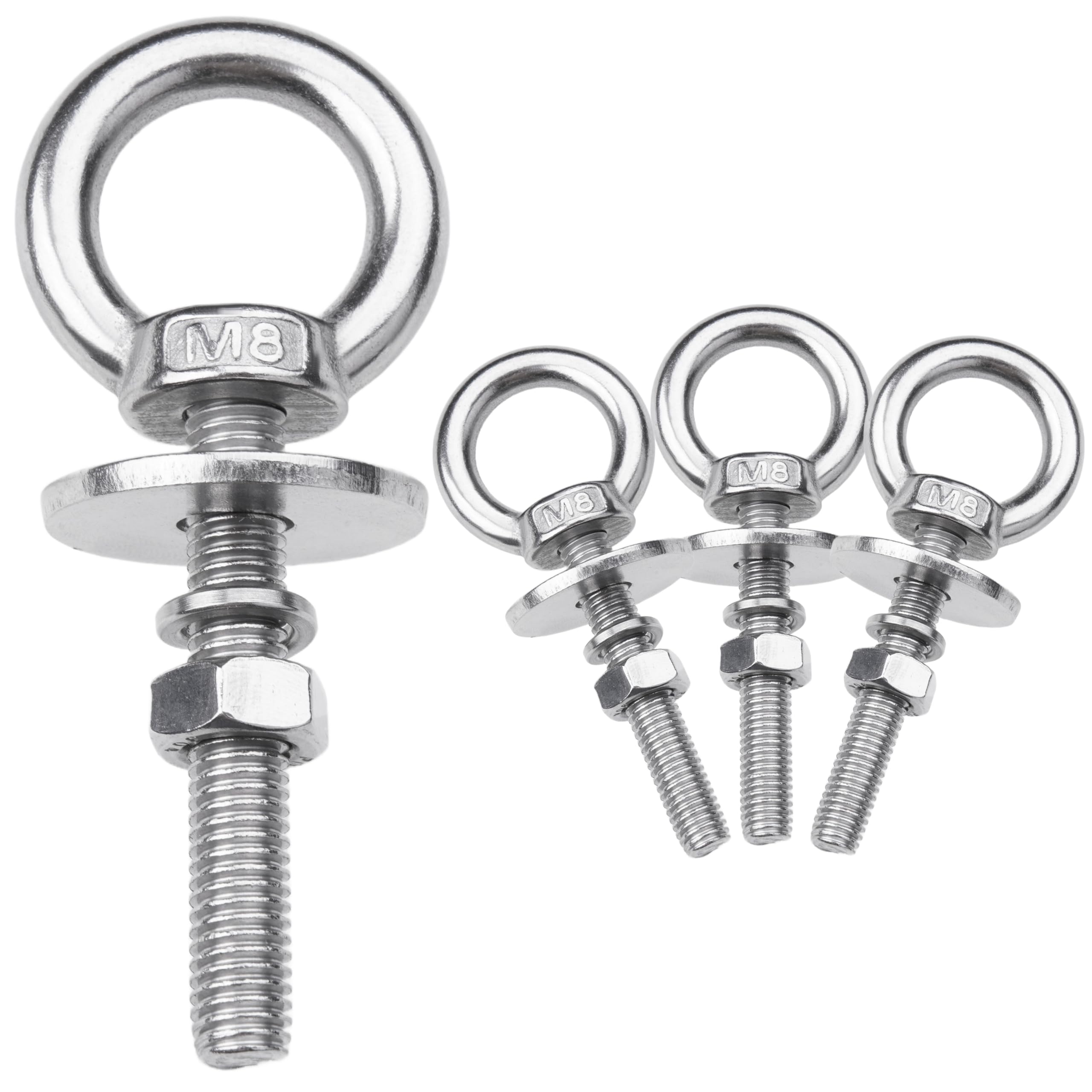 M8 Stainless Steel Eye Bolts - 4 Pack -12