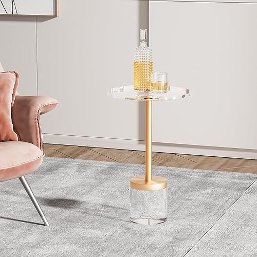 Miniatura 6 de Mesa auxiliar de acrílico transparente, mesa auxiliar moderna pequeña con base sólida para sala de estar, dormitorio