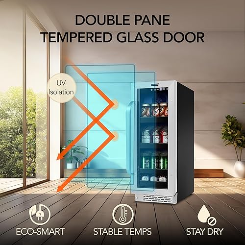 Miniatura 9 de Whynter BBR-638SB Refrigerador y enfriador de bebidas integrado debajo del mostrador de 12 pulgadas, refrigerador con puerta de vidrio, 2.0 pies