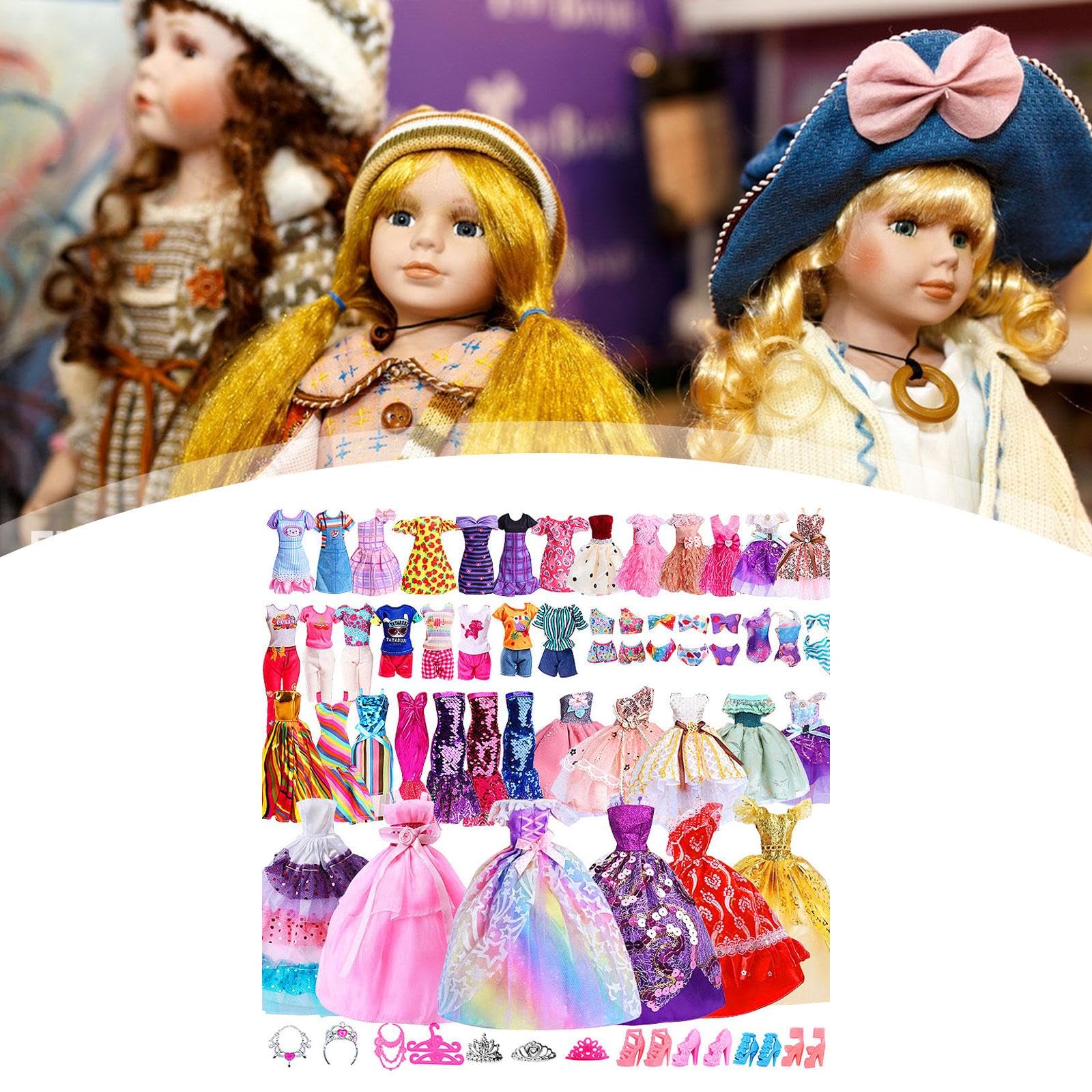 Qianly 60 Handgefertigte Kleidungsstücke Und Accessoires für 30 cm (12 Zoll) Große Puppen