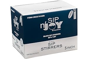 Pack of 2000 Five-Inch Black Plastic Stirring Straws
