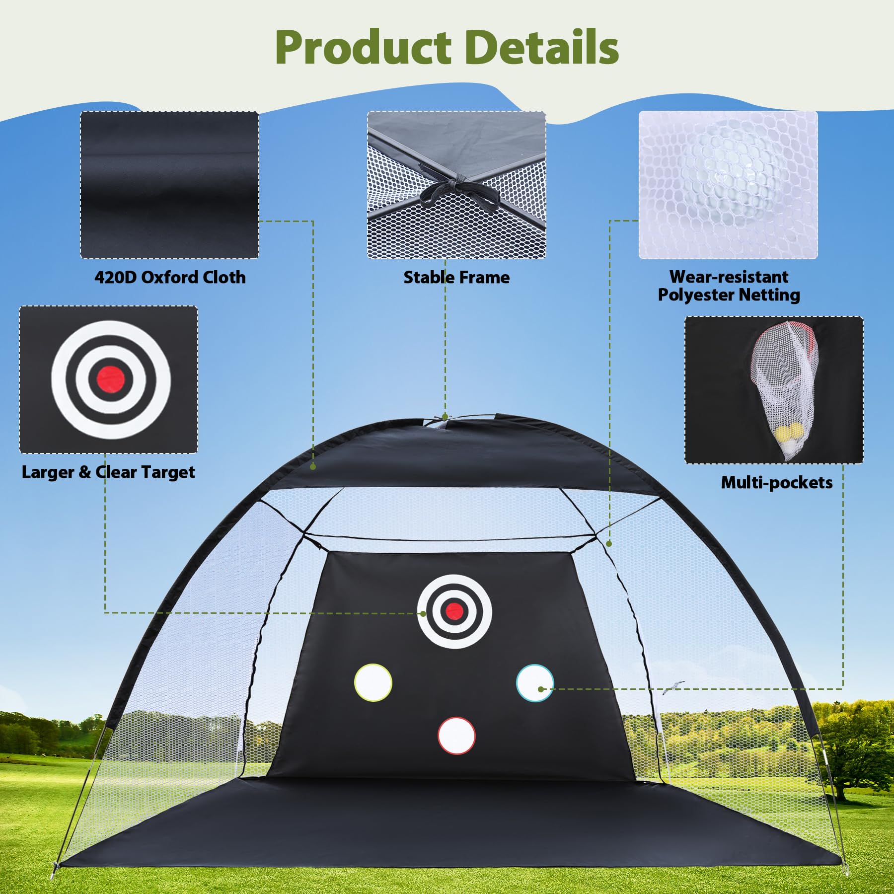 Golf Practice Net with Hitting Mat for Indoor Outdoor Backyard Driving Chipping