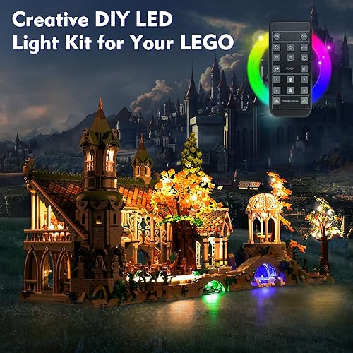 Miniatura 6 de LocoLee Kit de luces LED para Lego El Señor de los Anillos Rivendell 10316, juego de iluminación con control remoto, accesorios compatibles con Lego