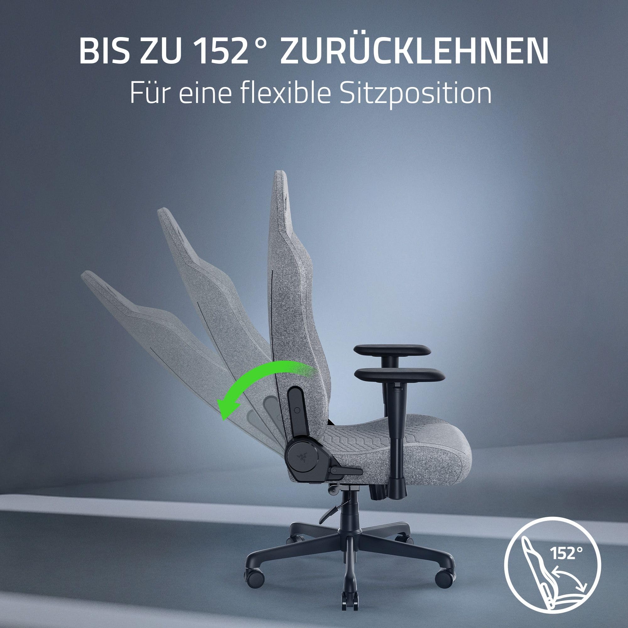 Razer Iskur V2 X - Basis-Gaming-Stuhl mit integrierter Lendenwirbelstütze (hochverdichtete Schaumstoffpolster, 2D-Armlehnen, weicher Stoff) Grau