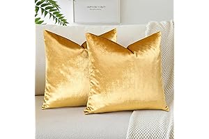 OTOSTAR Rich Gold Velvet Soft Decorative Throw Pillow Covers (Pack of 2)