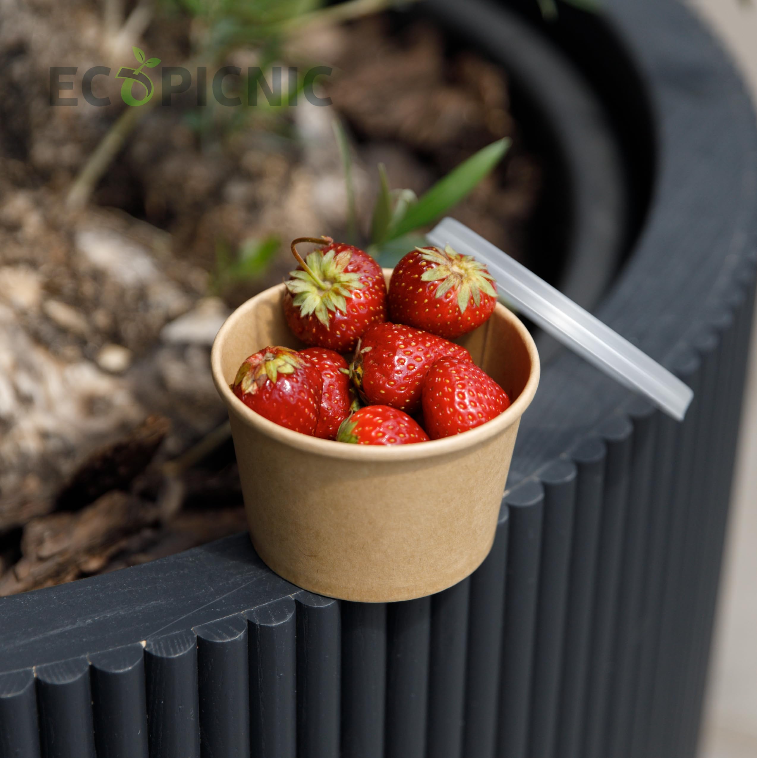 ECOPICNIC Kraft Soepkommen 50 stuks 350 ml | Wegwerp papieren soepbekers, kartonnen kommen voor warme en koude gerechten, ideaal voor soep, salades, noedels en snacks