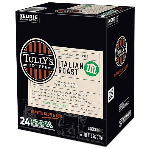 Miniatura 106 de Tully's Coffee Italian Roast, Keurig Cápsulas K-Cup de una sola porción, café tostado oscuro, 72