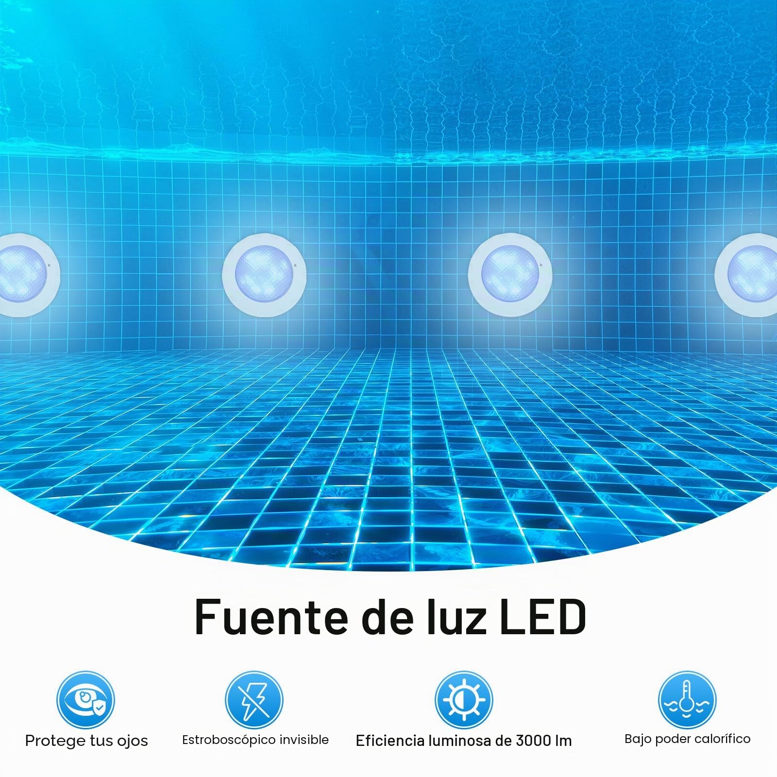 Foco led Piscina RGB Piscinas Lámpara 45W con Mando a Distancia,12V Universal Luces led Piscina IP68 Impermeable Luces Piscina,Foco Piscina Sumergible 7 Colores Diferentes