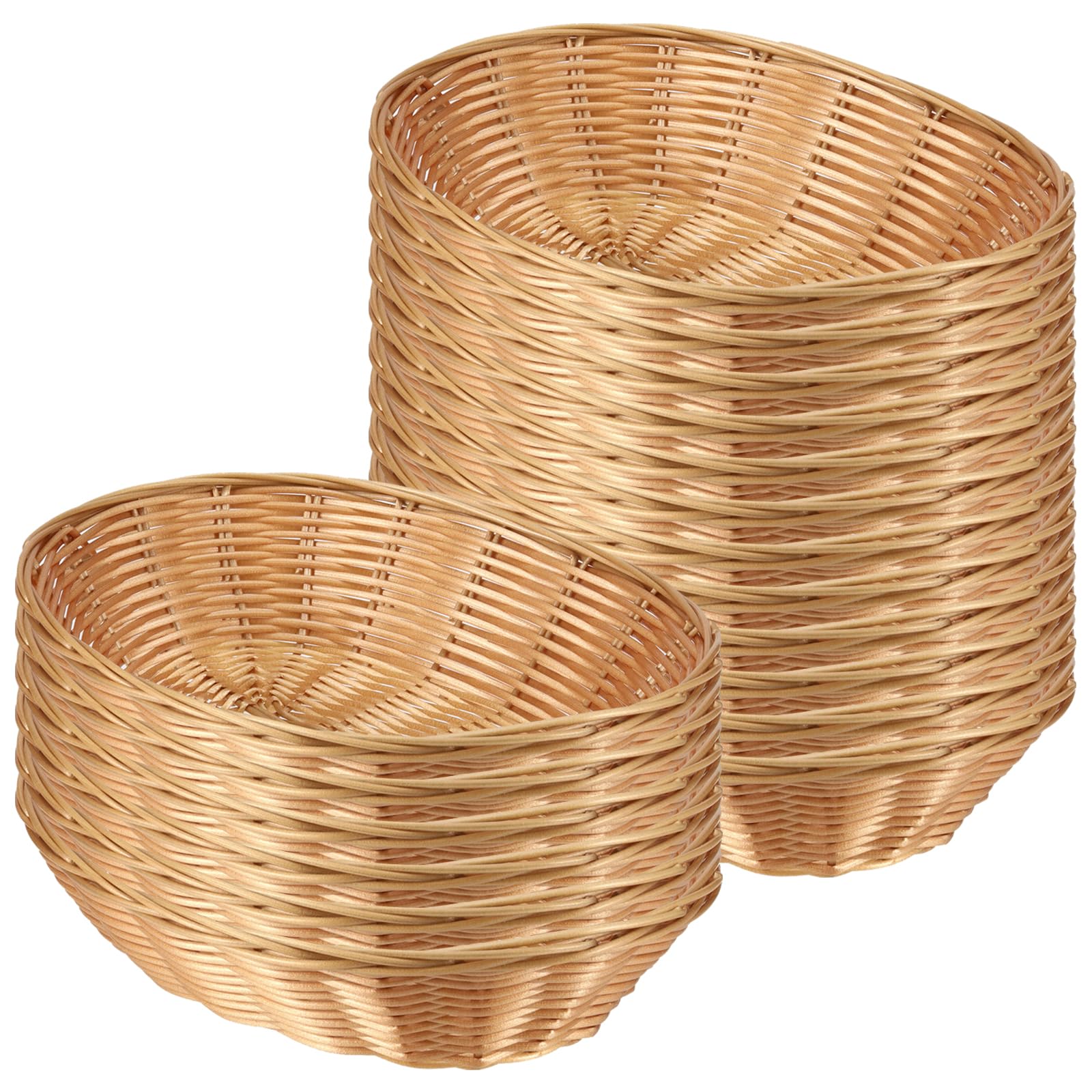 FUNSUEI Lot de 18 corbeilles à pain ovales en plastique - 23 x 15 x 6,5 cm - Corbeille à pain tressée ovale