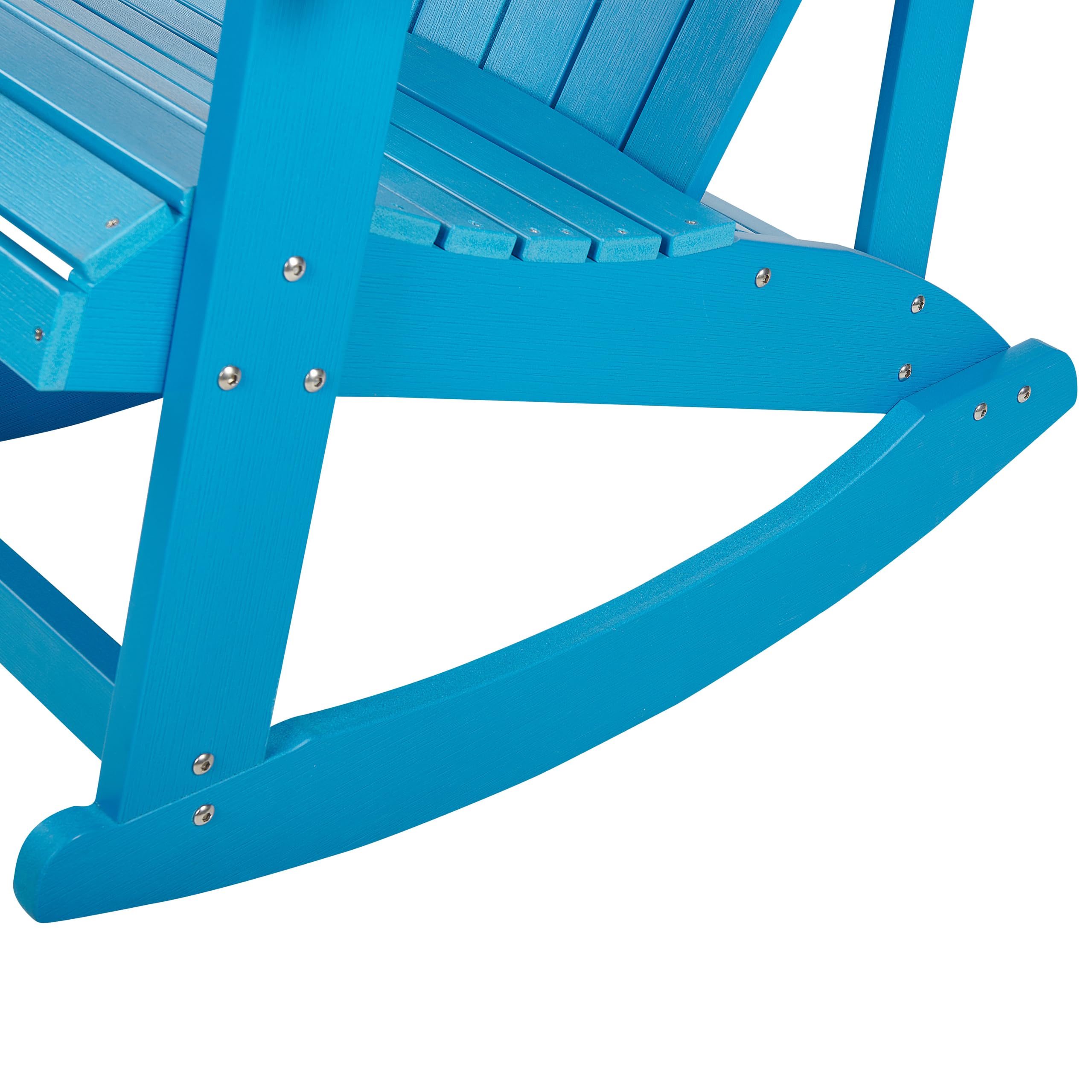 Beliani Moderner Muskoka Garten-Schaukelstuhl in Blau mit Breiten Armlehnen Adirondack