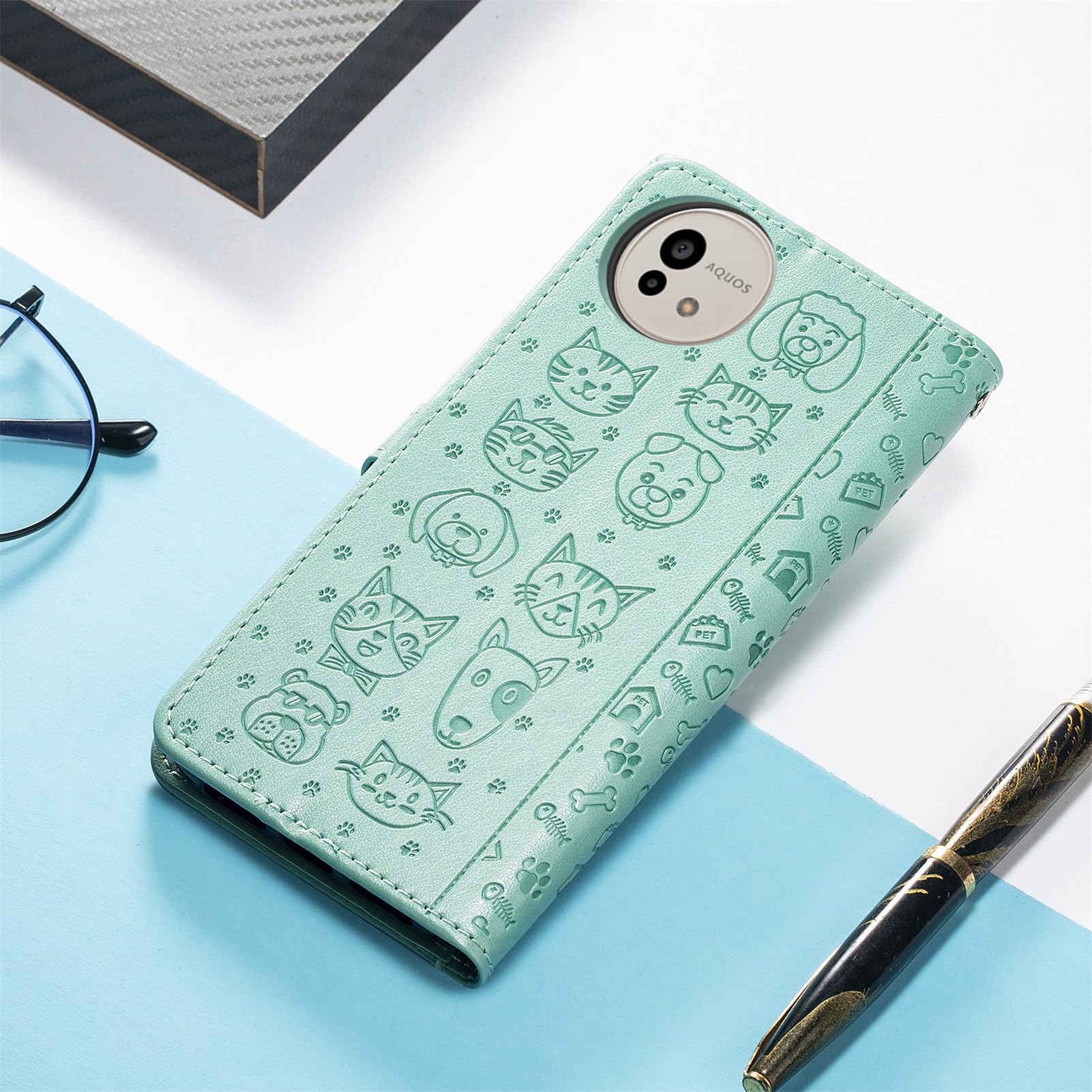 Amazon.co.jp: Aquos wish 4 ケース 手帳型 PUレザー素材 かわいい 猫 