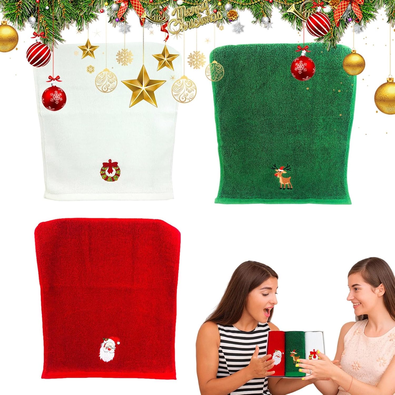 Amazon.co.jp Christmas Kitchen Towels, Christmas Hand Towels for