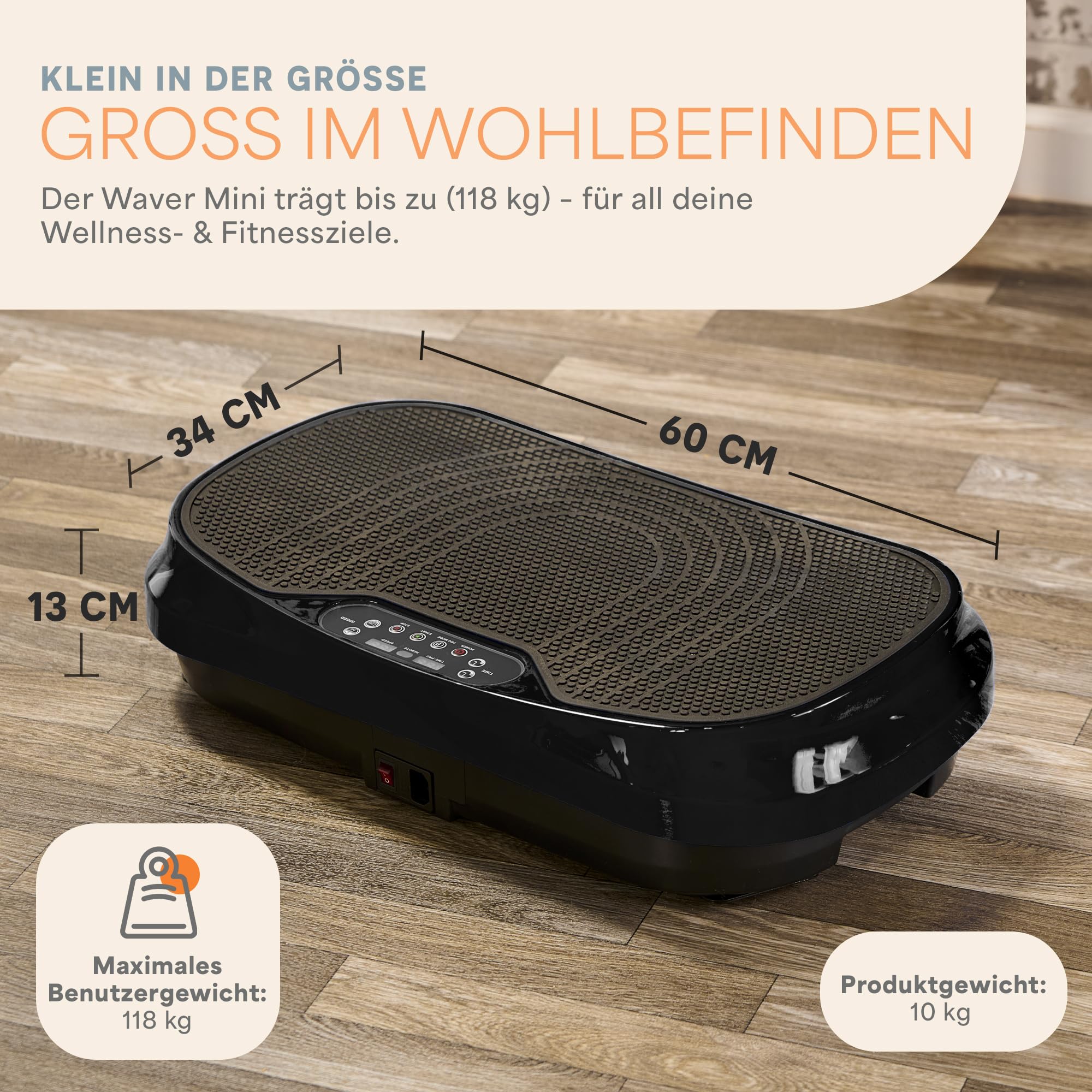 LifePro Waver Mini Vibrationsplatte mit Fernbedienung & Trainingsbändern – Kompakte Ganzkörper-Vibrationsplatte für Lymphdrainage und Muskelstraffung, 99 Geschwindigkeitsstufen, 10 Programme