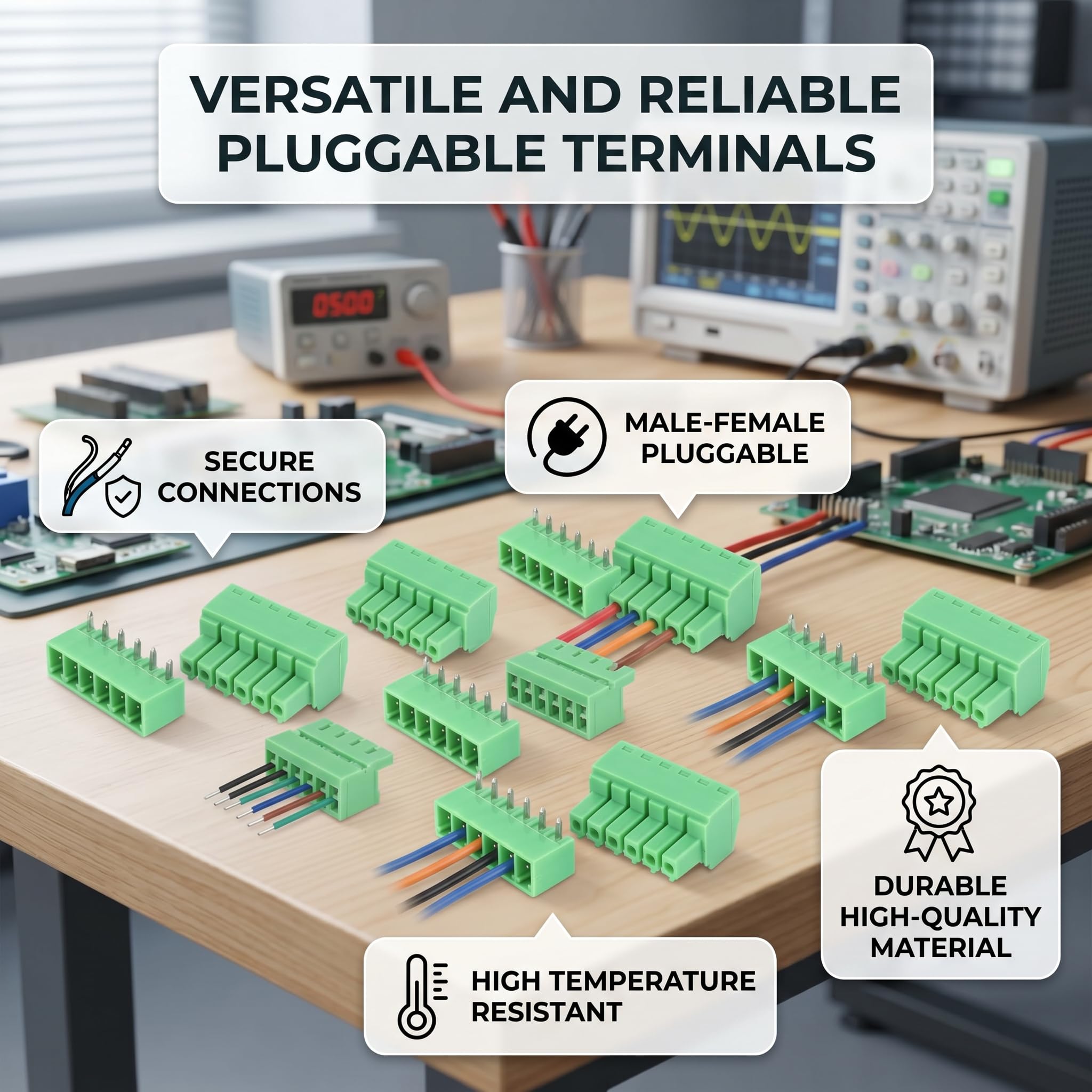 10er-Pack PCB-Schraubklemmenblock – 2-polig, 3,81 Mm Raster, 300 V / 8 A, Für DIN-Schienen & Leiterplatten