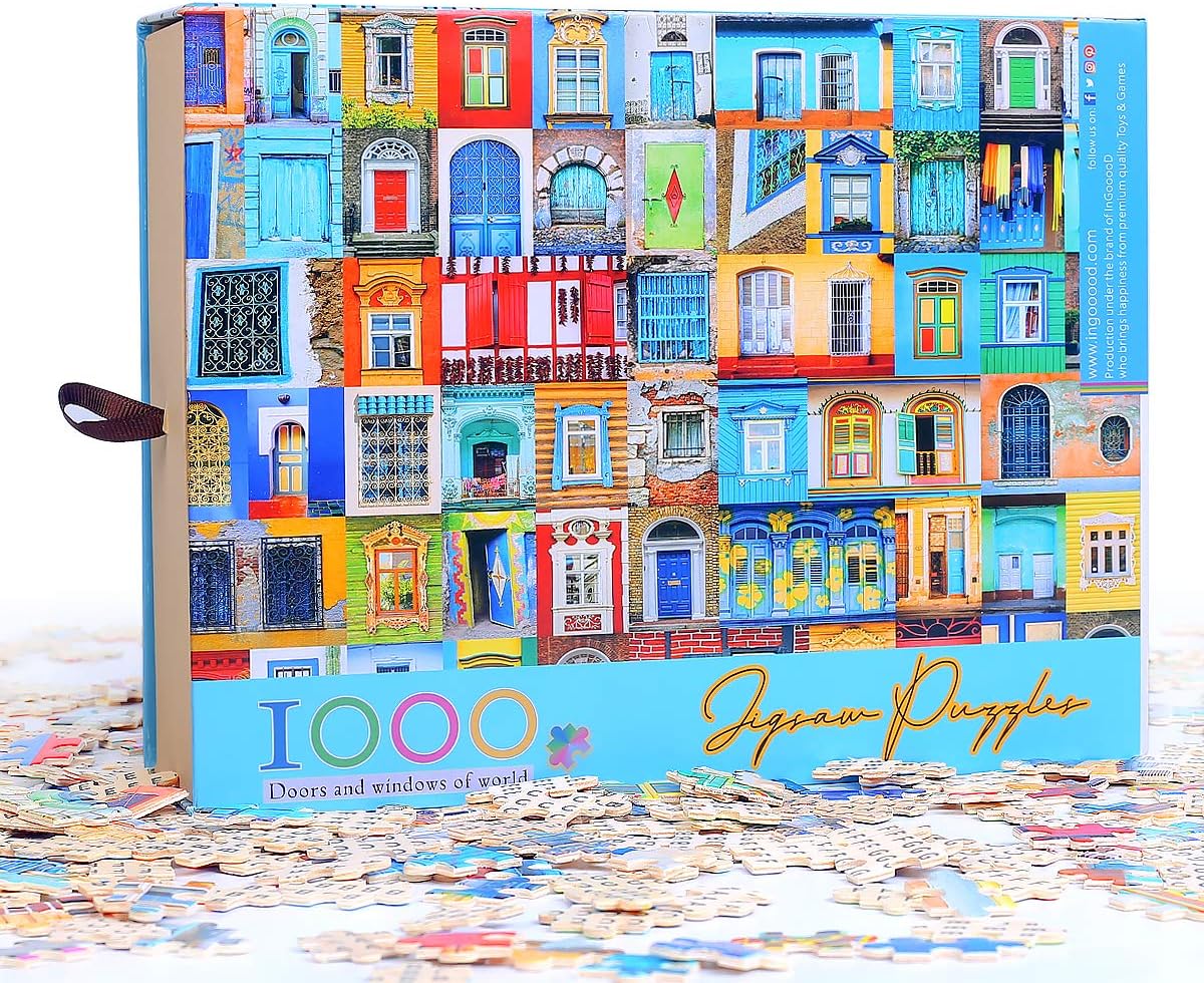 Ingooood Jigsaw Puzzle 1000 Pieces for Adult - Collector Series - Doors and Windows of World Entertainment Wooden Puzzles Toys
