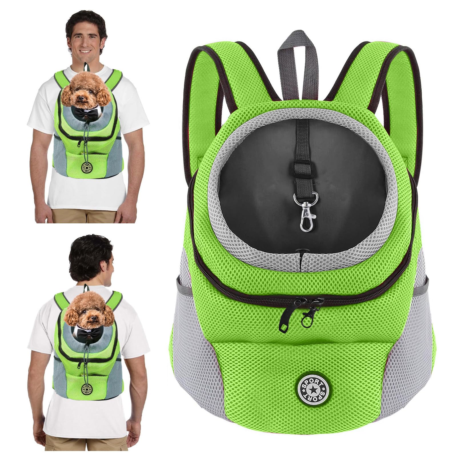 PETCUTE Hundetragerucksack,Verstellbarer Haustier Rucksack für Kleine Hunde und Katzen,Gepolsterter Schultergurt,Wasserdichter Boden,Atmungsaktiv,Haustier-Fronttasche mit Sicherheitshaken,zum Wandern