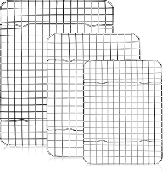 Checkered Chef Cooling Rack for Cooking and Baking - 8” x 11 ¾" Set of 2 Stainless Steel, Oven Safe Grid Wire Cookie Cooling Racks