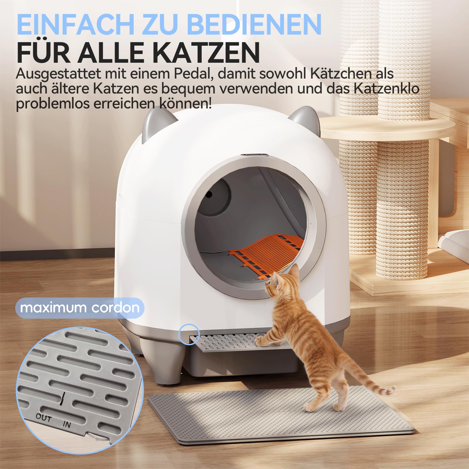 TRIUMPHKEY katzenklo Selbstreinigend, Automatische Katzentoilette 90L Große Fassungsvermögen mit APP, Geschlossen mit 6-Fach Geruchskontrolle & 9-Fach Schutz für KatzenFür mehrere Katzen