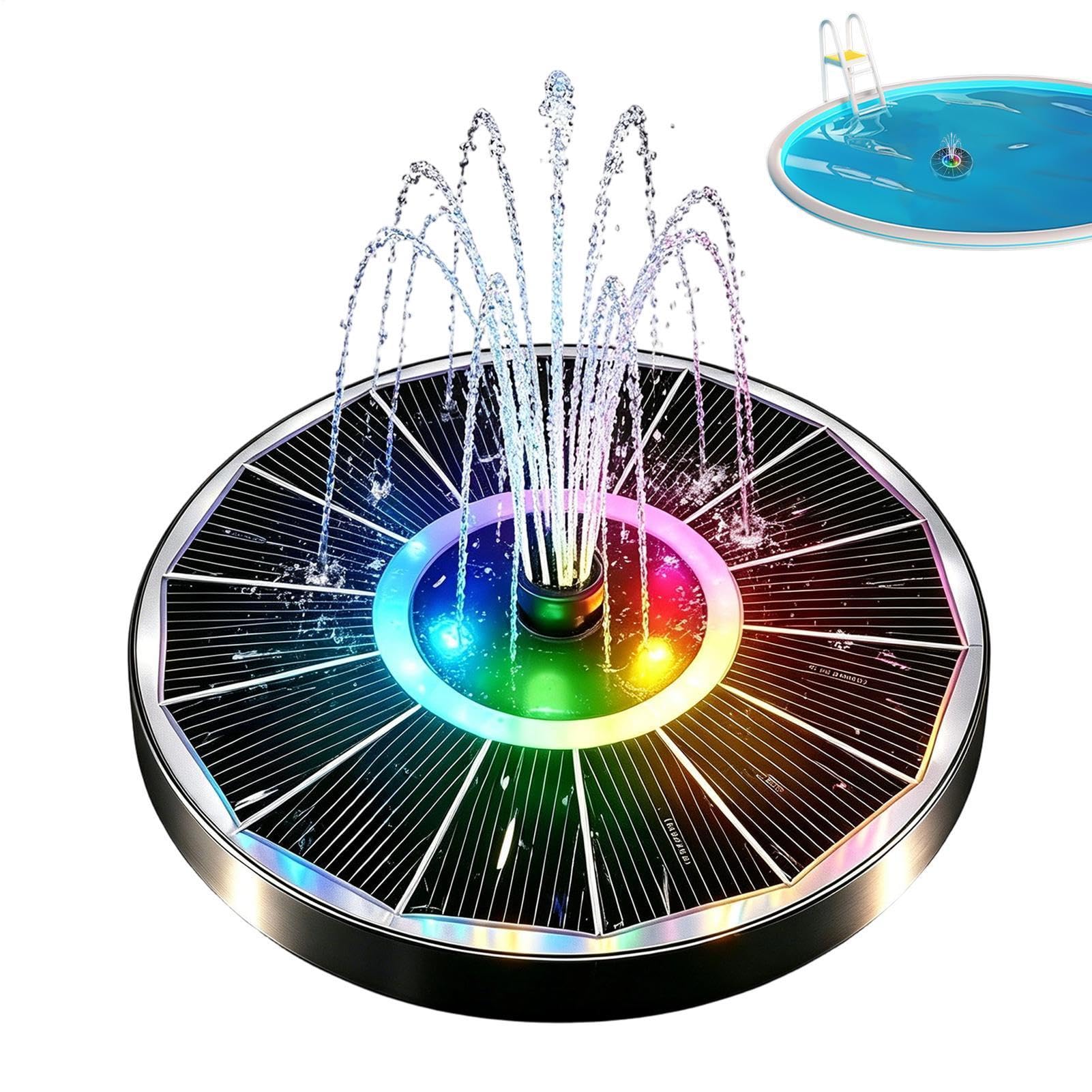 Fontaine à eau solaire anti-stress avec lumières circulaires colorées pour jardin zen