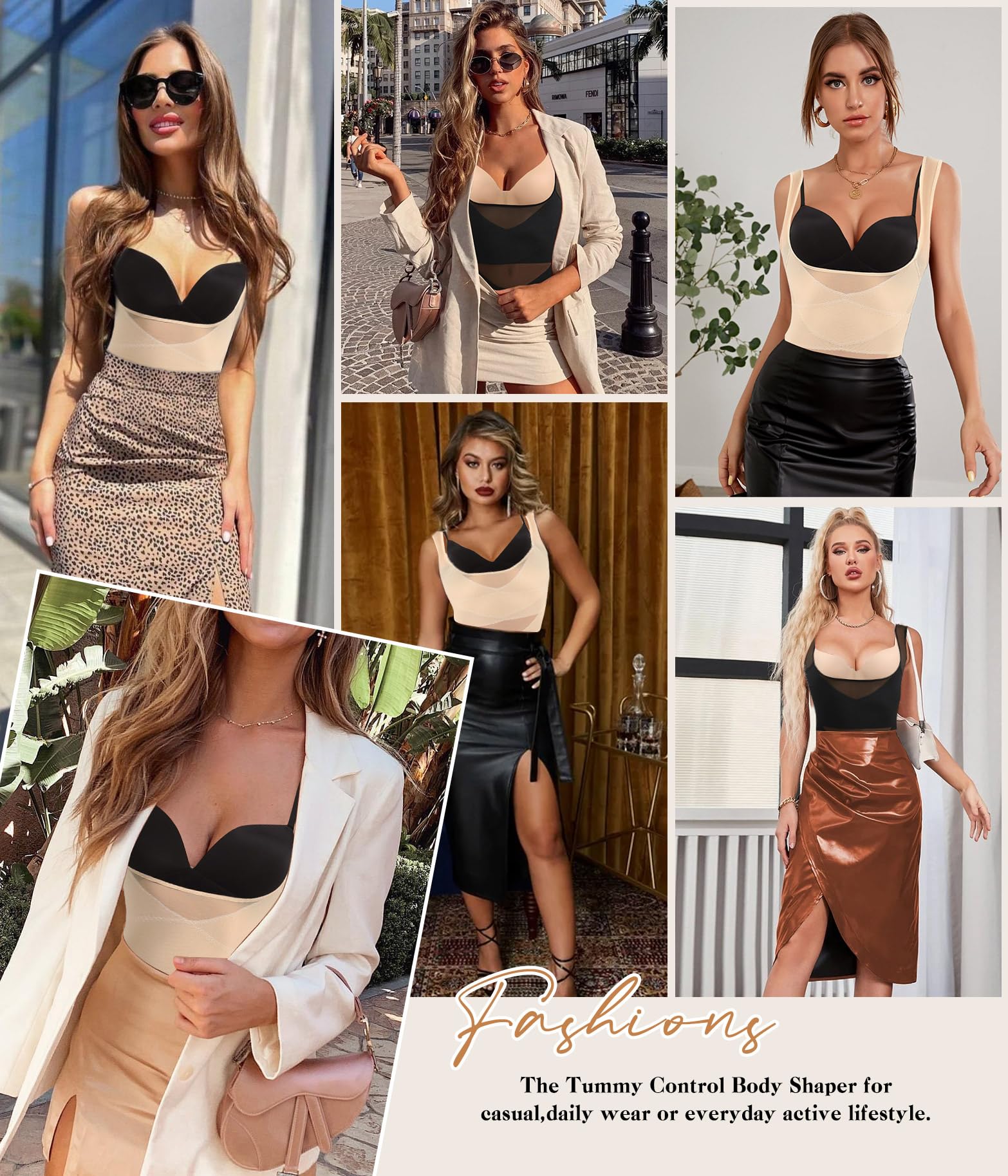 Tuopuda Damskie body wyszczuplające brzuch niewidoczne płaskie body wyszczuplające rzeźbienie wyszczuplające bielizna modelująca body kombinezon bez rękawów