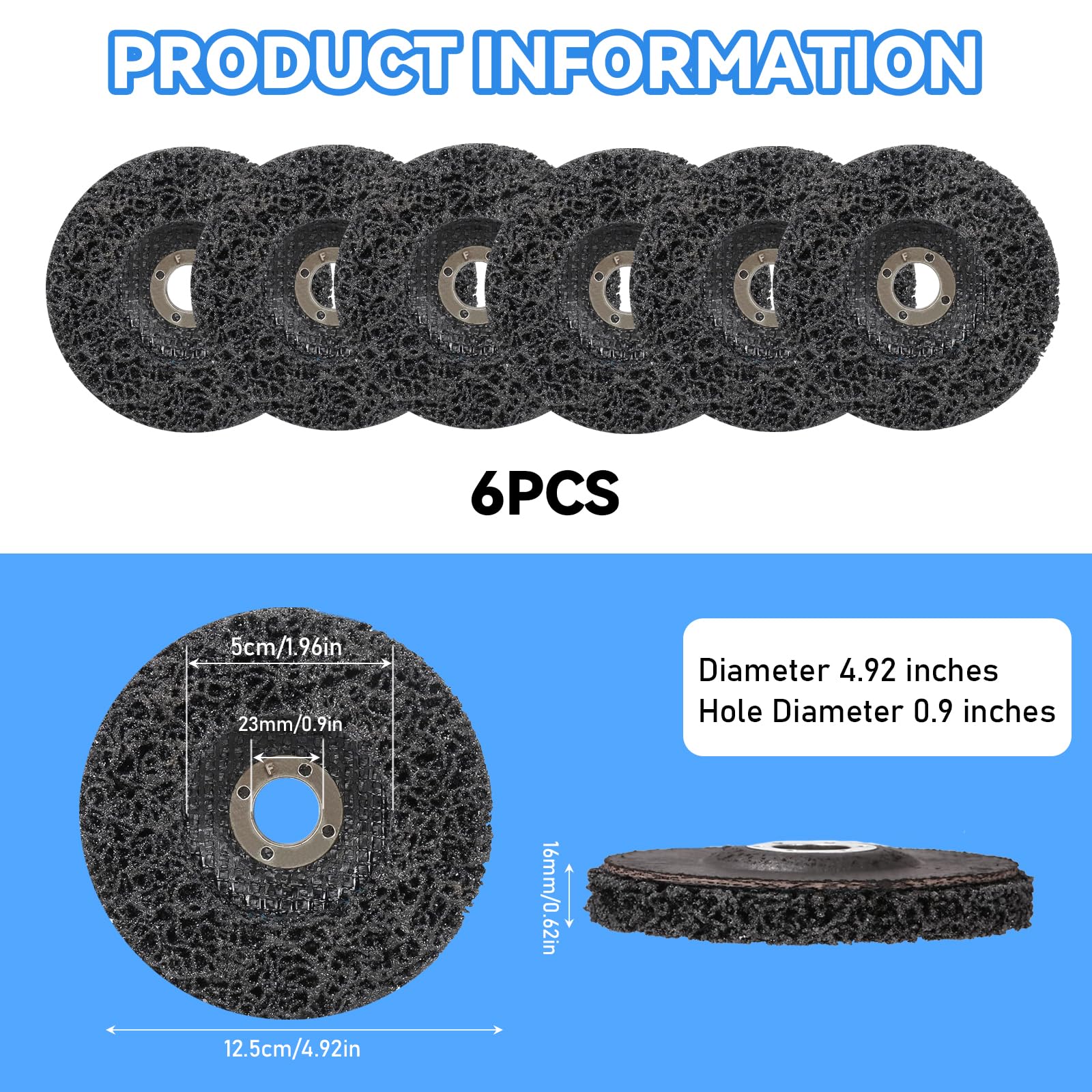 6 Pièces 125mm Disques de Nettoyage, CSD 125mm pour Meuleuse d'angle-Élimination de la Rouille Pour enlever la Peinture, la Rouille