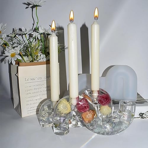 Miniatura 3 de Juego de moldes de silicona para velas, molde de resina para velas, molde de fundición de resina epoxi para velas cónicas, molde de soporte de vela,