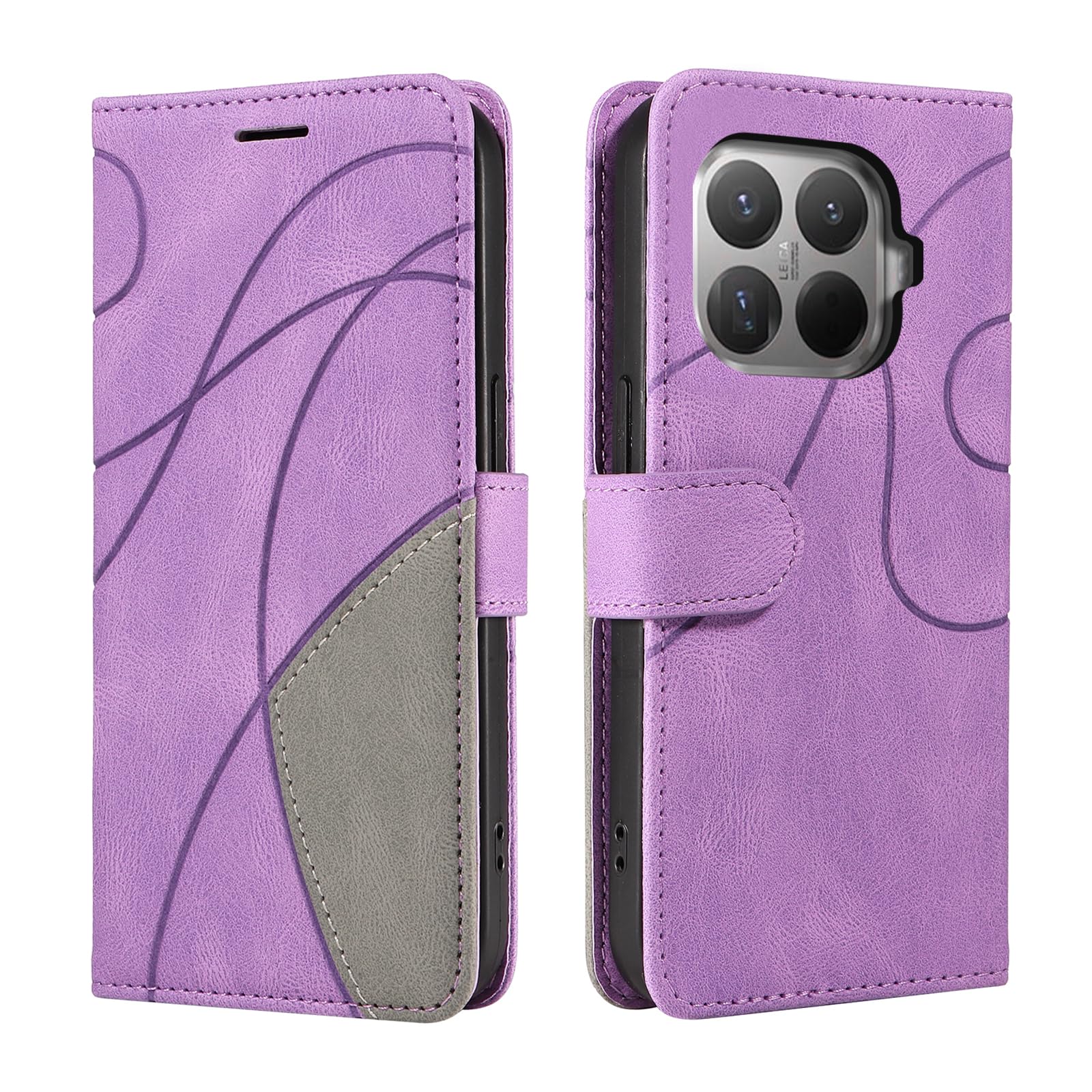 CXTcase Handyhülle für Xiaomi 15T Pro, Flip PU Lederhülle Cover, Klapphülle mit Ständer, Modisch Flip Case für Xiaomi 15T Pro Handytasche Schutzhülle, Lila