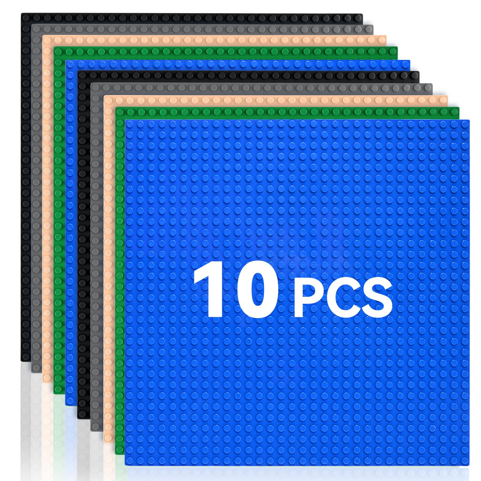 10 Plaques de Base Classiques,Compatible avec Lego et Toutes Les Grandes Marques pour Jeux de Construction Créatifs Jouets Éducatifs Plaques de Base avec 32 x 32 Goujons,Multicolores