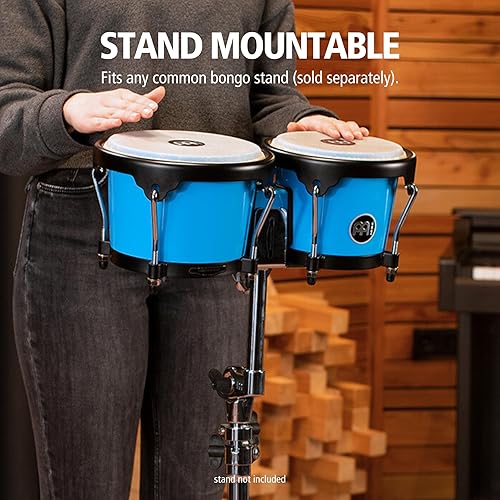 Miniatura 93 de Meinl Percussion HB100SNT-M bongós de madera natural de 6 3/4 y 8 pulgadas, Negro